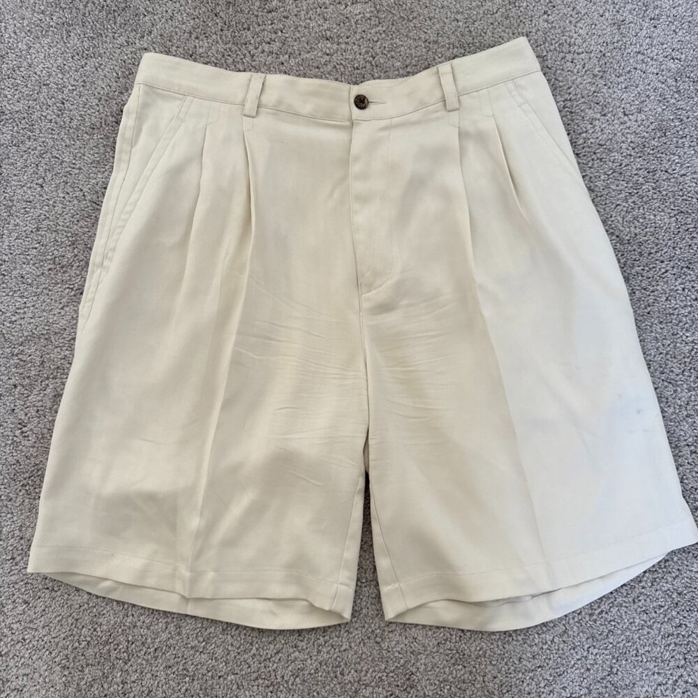 Joseph & Feiss Silk‎ Pleaded Knee Lenght Shorts Bermudas Vacation Resortwear 34